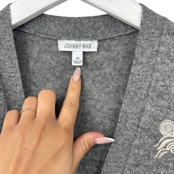 Johnny Was Heron Embroidered Wool Cashmere Midi Vest Gray Designer Size XS - Picture 14 of 16